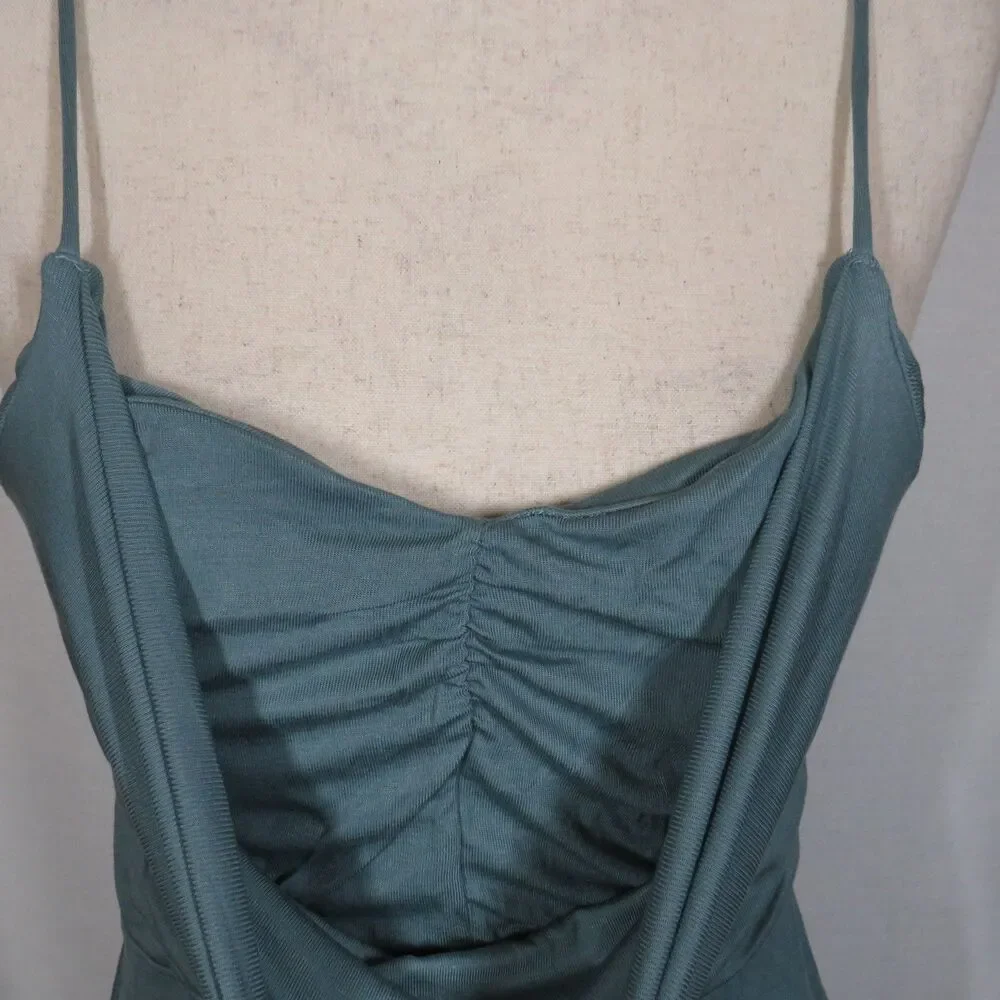 Halara Soft Stretchy Draped Neck Open Back Lace Up Padded Maxi Dress Size Medium - Picture 13 of 15